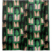 Green & Gold Tribal Bath Accent Douchegordijn (Voorkant)