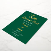 Green & Gold Two Become One Foil Wedding Invitatio Folie Uitnodiging (Gedraaid)