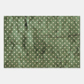 Green Gold Vintage-kerstsnowflakes Stippen Inpakpapier Vel (Voorkant 2)