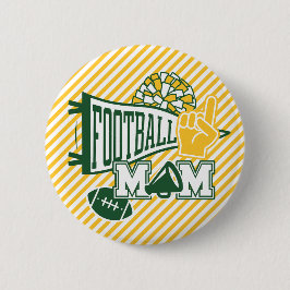 Green & Gold Voetbalmoeder  Ronde Button 5,7 Cm