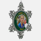 Green Gold Volleyball Player Photo High School Tin Sneeuwvlok Ornament (Links)