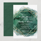 Green Gold Waterverf Couples Shower Invitation (Voorkant / Achterkant)