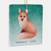 Green Gold Waterverf Fox - Aangepaste foto Keramisch Ornament (Rechts)