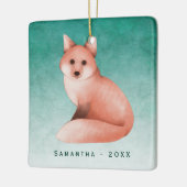 Green Gold Waterverf Fox - Aangepaste foto Keramisch Ornament (Links)