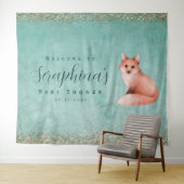 Green Gold Waterverf Fox Baby shower Backdrop Wandkleed (In Situ (horizontaal))
