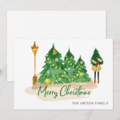 Green Gold Waterverf kerstbomen Feestdagenkaart (Voorkant / Achterkant)