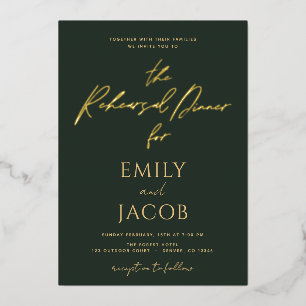 Green Gold Wedding Modern Typography Script Folie Uitnodiging