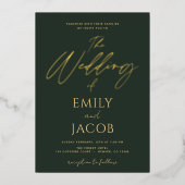Green Gold Wedding Modern Typography Script Folie Uitnodiging (Voorkant)