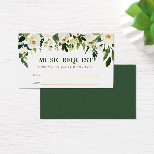 Green Gold Wedding Music Song Request Kaart (Bureau)
