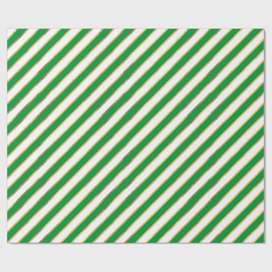 Green Gold White Diagonal Stripe Pattern Cadeaupapier (Vlak)
