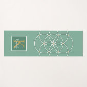 Green Gold White Seed of Life Monogram Yogamat (Voorkant (horizontaal))