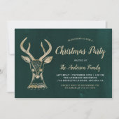  Green Gold Woodland Deer kerstparty Kaart (Voorkant)