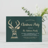  Green Gold Woodland Deer kerstparty Kaart (Staand voorkant)