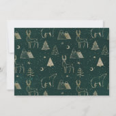  Green Gold Woodland Deer kerstparty Kaart (Achterkant)