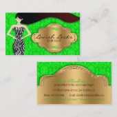 Green Gold Zebra Damask Hair Stylist Salon Visitekaartje (Voorkant / Achterkant)