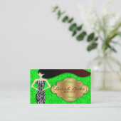 Green Gold Zebra Damask Hair Stylist Salon Visitekaartje (Staand voorkant)