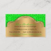 Green Gold Zebra Damask Hair Stylist Salon Visitekaartje (Achterkant)