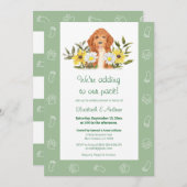Green Golden Doodle Dog Baby shower uitnodiging (Voorkant / Achterkant)