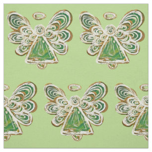 Green Golden Guardian Angel Art Fabric Material Stof