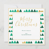 Green & Golden Trees Merry Christmas Square Card (Voorkant)