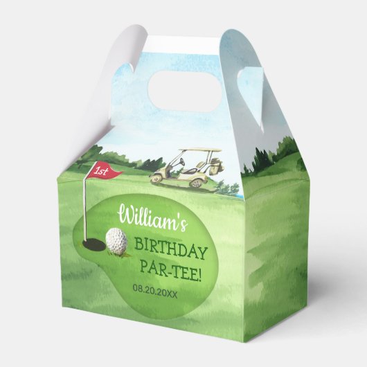 Green Golf 1e Verjaardag Par-t-shirt Bedankdoosjes (Achterkant)