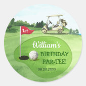 Green Golf 1e Verjaardag Par-t-shirt Ronde Sticker (Voorkant)