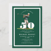 Green Golf 50th Birthday Invitation Kaart (Voorkant)