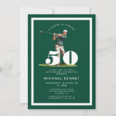 Green Golf 50th Birthday Invitation Kaart (Voorkant)
