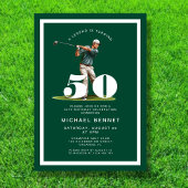 Green Golf 50th Birthday Invitation Kaart