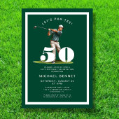 Green Golf 50th Birthday Invitation Kaart