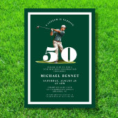 Green Golf 50th Birthday Invitation Kaart