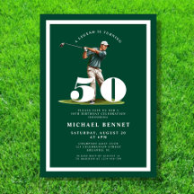 Green Golf 50th Birthday Invitation