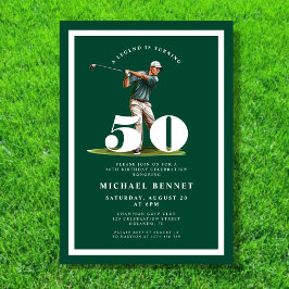 Green Golf 50th Birthday Invitation Kaart
