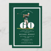 Green Golf 60th Birthday Invitation Kaart (Voorkant / Achterkant)