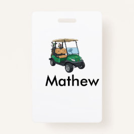 Green golf car name man sports boy gifts letter  badge