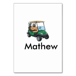 Green golf car name man sports boy gifts letter  kaart
