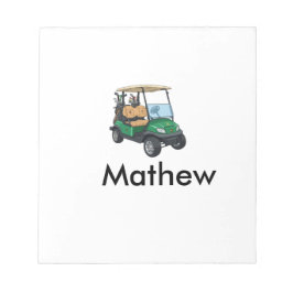 Green golf car name man sports boy gifts letter  notitieblok