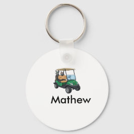 Green golf car name man sports boy gifts letter  sleutelhanger
