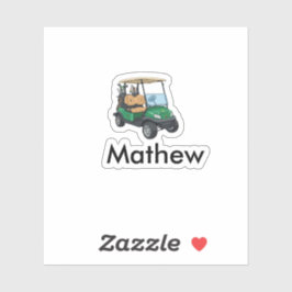 Green golf car name man sports boy gifts letter  sticker