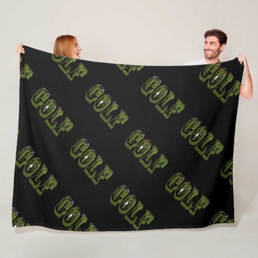 Green Golf Dimensional Logo on Black, Fleece Deken (In situ)