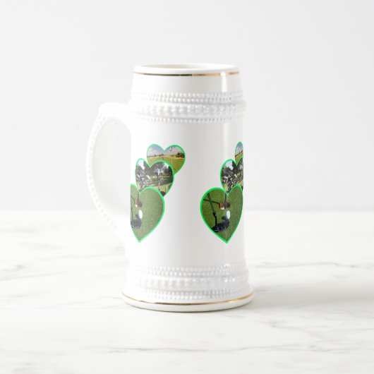 Green Golf Hearts Design Bierpul (Voorkant links)