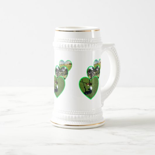 Green Golf Hearts Design Bierpul (Voorkant rechts)