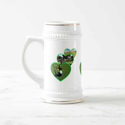 Green Golf Hearts Design Bierpul (Links)
