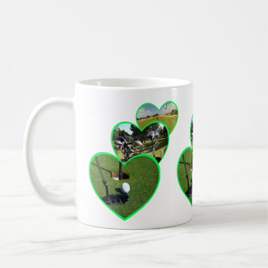Green Golf Hearts Design Koffiemok (Links)