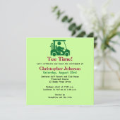 Green Golfer in cart Retirement Party Invitation Kaart (Staand voorkant)