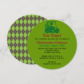 Green Golfer in cart Retirement Party Invitation Kaart (Voorkant / Achterkant)