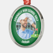 Green Golfer Photo High School Golf Team Christmas Metalen Ornament (Links)