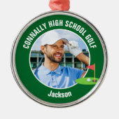 Green Golfer Photo High School Golf Team Christmas Metalen Ornament (Voorkant)