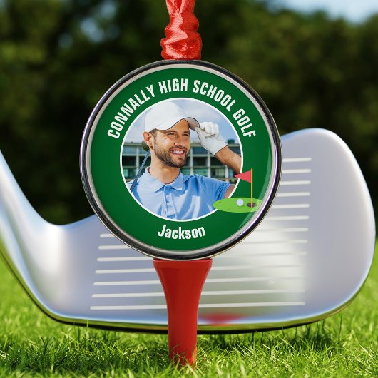 Green Golfer Photo High School Golf Team Christmas Metalen Ornament