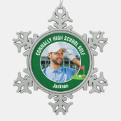 Green Golfer Photo High School Golf Team Tin Sneeuwvlok Ornament (Voorkant)